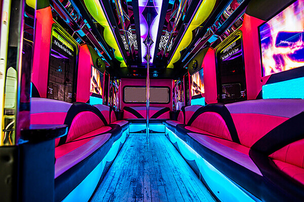 inside a limo bus