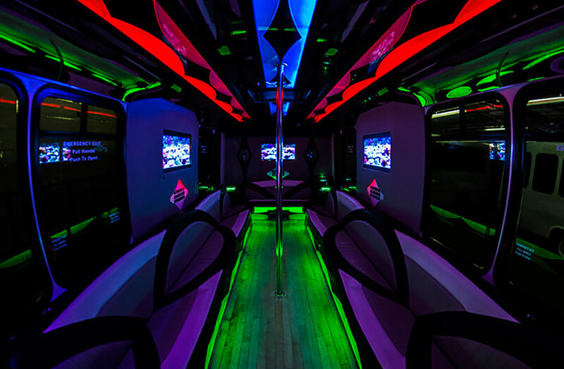 inside a limo bus